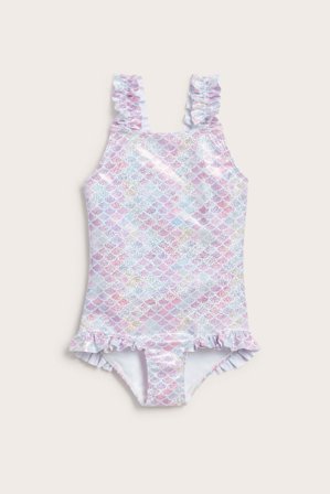 Kappahl | Strój kąpielowy z wzorem w syrenki Jasnofioletowy 110/116 | Jasnofioletowy
