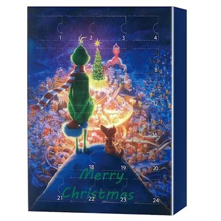 2024 Grøn Pelsmonster Grinch Julekalender med Blind Box A