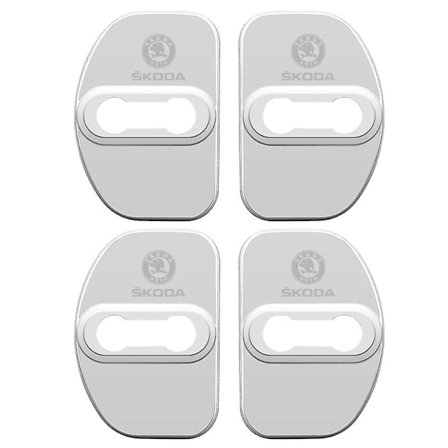 4 stk Bil Dør Lås Dekorasjon Rustbeskyttelse Deksel Rustfritt Stål Etui for Skoda Octavia Fabia Rapid Yeti Kodiaq Superb FABIA~9617