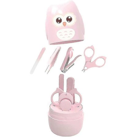 Baby Nagelkit, 4-i-1 Baby Nagelvårdsset med Sött Fodral, Baby Nagelklippare, Sax, Nagelfil och Pincett, Uggla Grön Baby Manikyrkit och Pedikyr