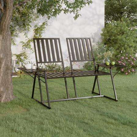Vidaxl Trädgårdsbänk 2-sits 165 Cm Svart Stål Svart