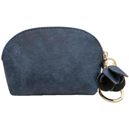 Kvinners Blomsteranheng Liten Lær Myntveske med Glidelås (Blå