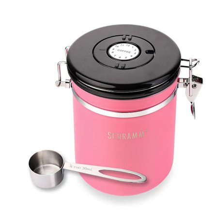 Schramm kaffeboks 1500 ml i 10 farger med doseringsskje Høyde: 15cm Kaffebokser Kaffebeholder i rustfritt stål, farge: rosa