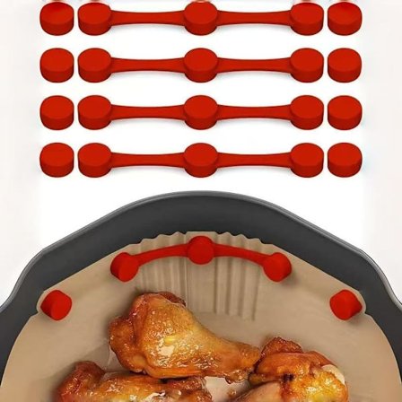 Magnetiska silikonremsor för airfryer - Pappershållare för airfryer - Set med 4 magnetiska silikonklämmor för airfryern för att säkra bakplåtspapper