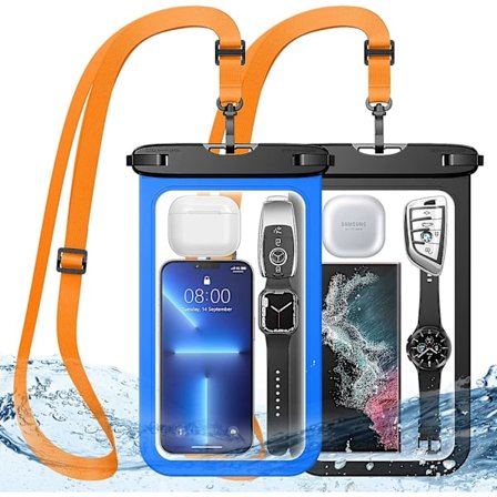 Vanntett smarttelefonpose, ekstra stor IPX8 vanntett telefonpose med snor kompatibel med iPhone 13 12 11Pro Max, Samsung S22 Ultra etc. (de fleste 