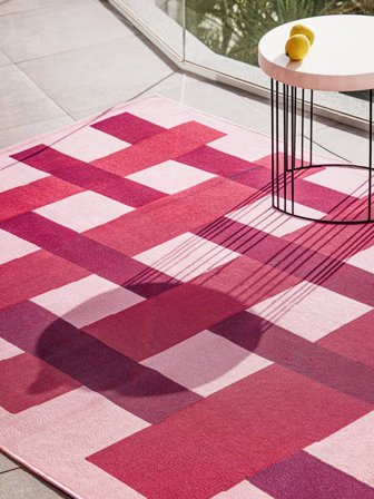 Charlie Binnen-/Buitenkleed Wasbaar 200X300 Roze Geblokt Vloerkleed