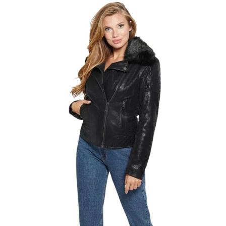 Guess, Leather Jackets Czarny, Kobieta, Rozmiar: S