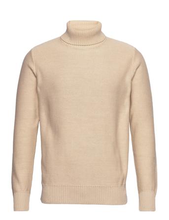 Slhaxel Ls Knit Roll Neck W Beige Selected Homme