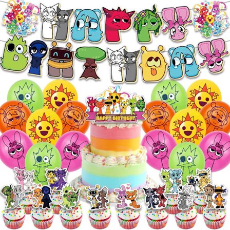 Sprunki Party Supplies Balloner Kagetopper Banner Fødselsdagsdekorationer,y