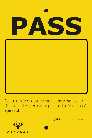 Grey Oak Pass Sign Hunting Tower Övrigt Jakt Yellow OneSize