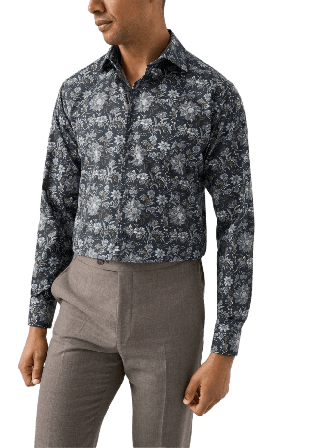 Eton Signature Twill-skjorta Med Blommönster Slim Fit Skjortor Herr Blå 42