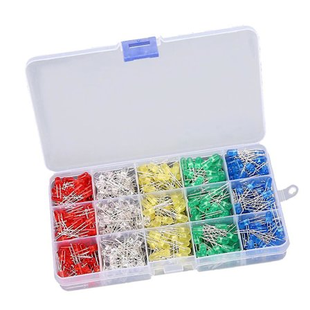 500 stk Assorterede 5mm LED Lys Hvid/gul/rød/blå/grøn Dioder DIY Sæt