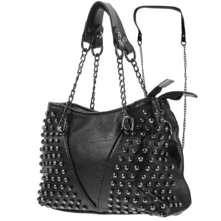 1 kpl niitti-ketjulaukku olkalaukku yksinkertainen crossbody-laukku muodikas crossbody-laukku (18,5X15CM, musta)