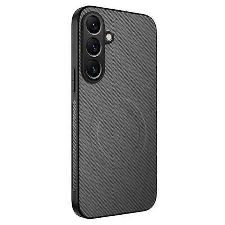 Til Samsung Galaxy A17 Etui Kompatibelt med MagSafe Kulfibertekstur PC TPU Telefoncover