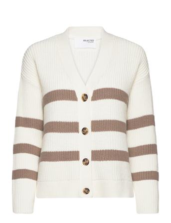 Slfbloomie Ls Knit V-Neck Cardigan Noos Cream Selected Femme