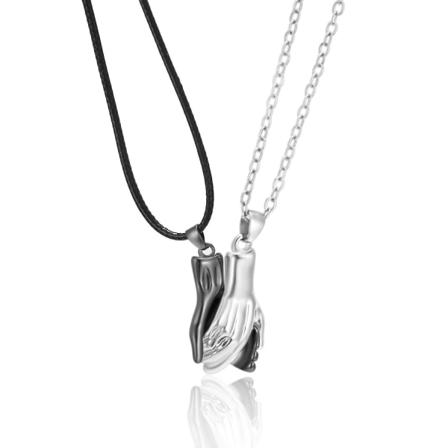 Hand i hand par halsband 2 st matchande magnetiska halsband ömsesidig attraktion löfte långdistans älskare present svart silver