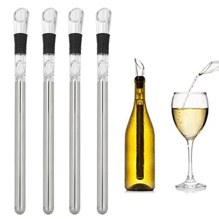 4-pack rostfria vinkylare med vinkylningsstav med luftningsfunktion