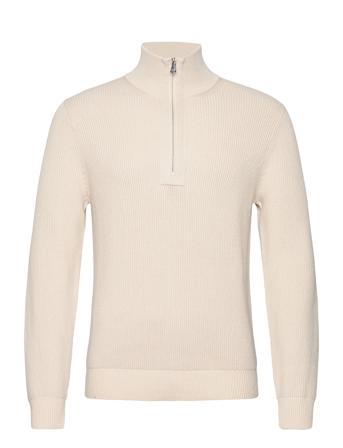 Alex Half Zip Knitted Sweater Cream J. Lindeberg
