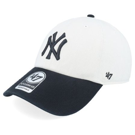 47 Brand - MLB Vit unconstructed Keps - New York Yankees Two Tone Clean Up Sandstone/Black Dad Cap @ Hatstore