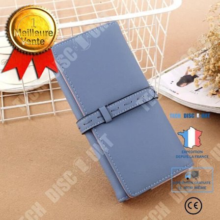 Portfölj - TD - Lång - PU-läder - Blågrå - Dimensioner 19x9,5x3 cm