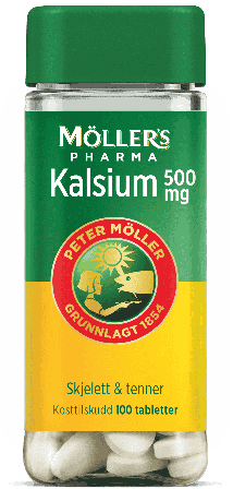 Møllers kalsium tab 500mg, boks av plast, 100 stk