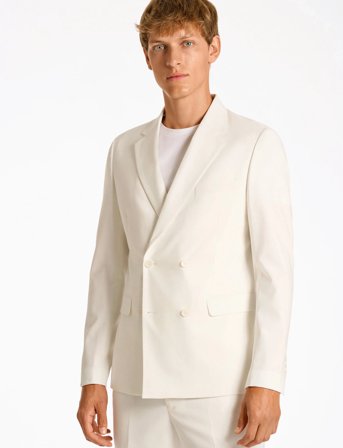 Lindbergh Plain Db Mens Suit - Normal Length - White - 46