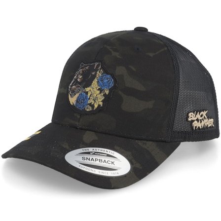 Iconic - Svart trucker Caps - Black Panther & Roses Multicam Trucker @ Hatstore