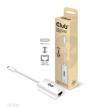 Club 3D CAC-1519 - nettverksadapter - USB-C 3.2 Gen 1 - Gigabit Ethernet