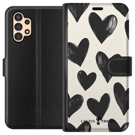 Kompatibelt Lommeboketui til Samsung Samsung Galaxy A13 Cactus and Friends - Bold Black Love Pattern
