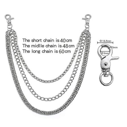 Pants Chain Triple Chains Metal Wallet Chain For Men Women Fashion Hip