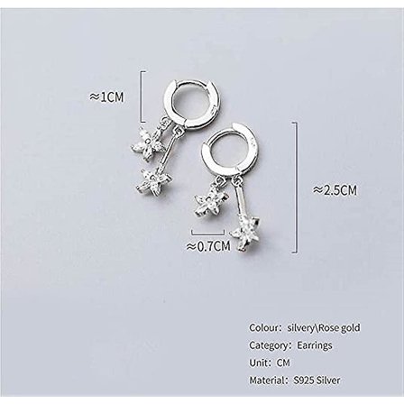 Små Rhinestone Double Daisy Flower Strip hänge Små Dangle Brosk örhängen