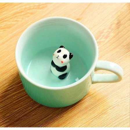 Kaffemugg Panda 3D Tecknad Djur Inuti Keramik Kopp