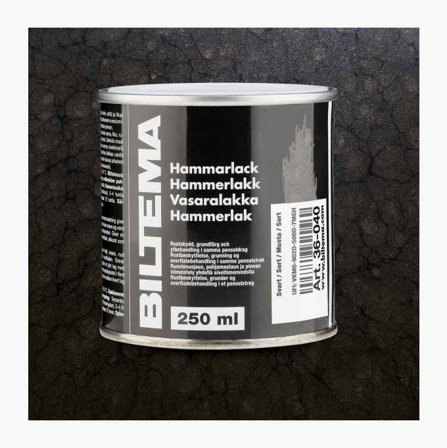 Biltema - Hammerlakk Sort 250ml - Rustbestandig Maling for Metall, Slagfast og Vannavstøtende