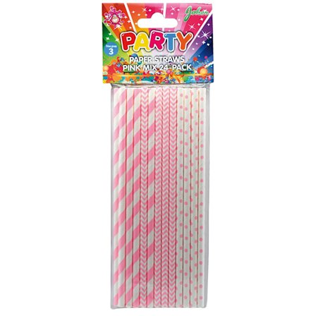 Pappersugrør Rosa Mix 24-pakning