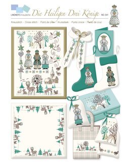 Korsstygnsmönster Blå Jul