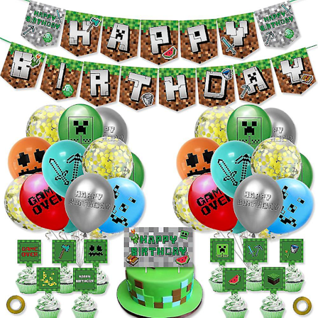 Minecraft bursdagspynt - Happy Birthday Banner Game Par