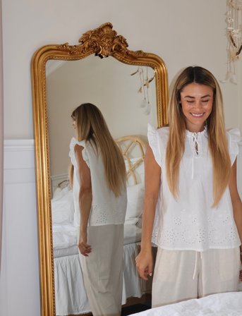 Rosemunde Rwlauren Sl Regular Top - White - 44