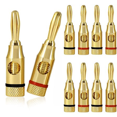 10 stk. bananplugger for høyttaler, 4 mm høyttalerkontakter, høyttalerkabelkontakter for høyttalerkabel, hjemmekino, veggplater