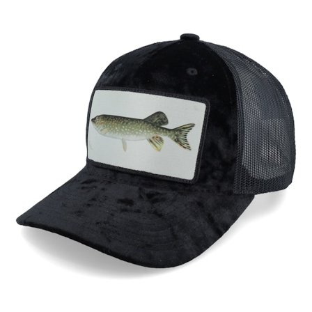 Skillfish - Schwarz trucker Cap - Pike Fishing Velvet Black Trucker @ Hatstore