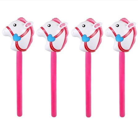 4 stk. Oppblåsbar kjepphest 94 cm, rosa hestehodeballongleke for barn, forsyninger til cowboybursdagsfest