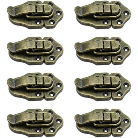 Sett med 8 vippe-låser Vintage Retro vippe-lås for smykkeskrin gaveesker - Bronse, 70*28mm, nøkkelhull 4mm