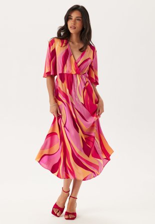 ONLY - Onlphiline Flared Long Dress - Strawberry Moon AOP:Tulip