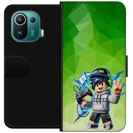Kompatibelt Lommeboketui til Xiaomi Mi 11 Pro Roblox-inspirert gamerfigur med headset, håndkontroll og energiske effekter mot grønn bakgrunn