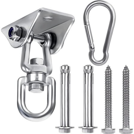 Heavy Duty Hanging Ceiling Hook (1 Piece) - 360 Rotatable Stainless Steel Ceiling Hook With Screws - 400kg Load For Hammock, Swings And Punching Bag
