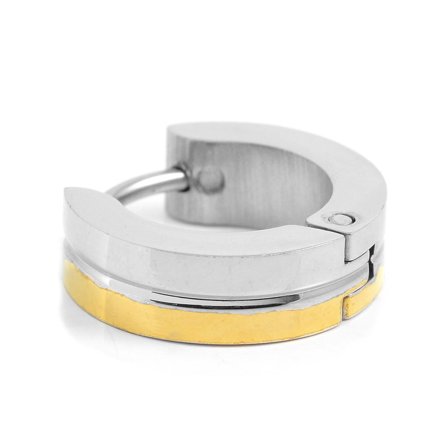 Sentio | Cercel auriu & argintiu rotund din oțel chirurgical pentru bărbați