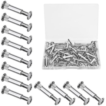 60 st M4 Möbelskruvar med Bultar, Förnicklat Järn, för 31-40mm Trä - Kompatibla med Skåp, Dörrar, Sängar (Silver)