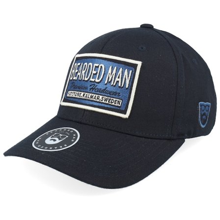 Bearded Man - Black flexfit Czapka Z Daszkiem - Logo Off White/Blue Black Flexfit @ Hatstore