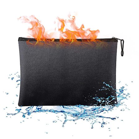 Stor brandsikker dokumentpose med lommer og lynlåse - Vandtæt brandsikker pung til A4-dokumenter, kontanter, filer, tablets, pas, A