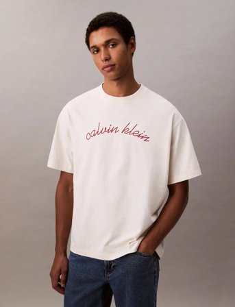 Calvin Klein Jeans Ss Center Chain Stitch 16S Rlxd - White - XL
