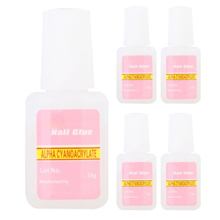 5 st starkt nagellim, akrylnagelsdekoration, lim, manikyrverktyg med borste